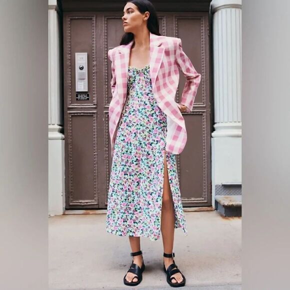 ZARA FLORAL PRINTED MIDI DRESS - Picture 5 of 13